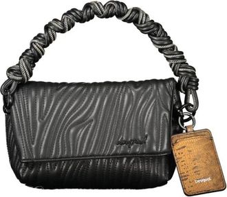 Desigual Textured Shoulder Bag with Braided Handle - Dames - Tassen - Zwart - Maat: ONE Size
