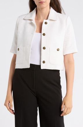 Amanda + Chelsea Short Sleeve Tweed Jacket in Natural at Nordstrom Rack, Size X-Small