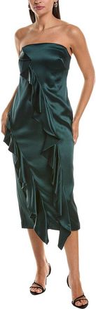 Milly Ravi Hammered Satin Ruffle Dress