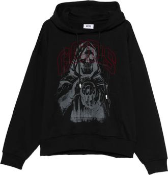 GCDS graphic-print hoodie - men - Cotton - L - Black
