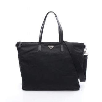 Prada Black Nylon Saffiano Triangle Tote Bag (Pre-Owned)