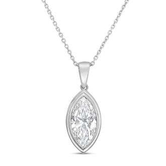 Diana M. Jewels 14kt white gold 15.00 ct lab grown marquise bezel with bail pendant