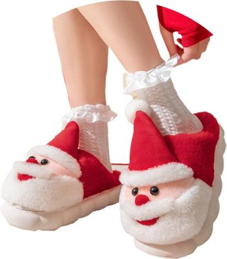 Generic Christmas Slippers for Women Santa Soft Warm Non Slip Slipper Christmas Shoes for Holiday Xmas Bedroom Indoor Outdoor Use for Winter