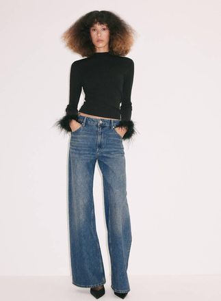 Mango Jeans wide leg lucidi blu scuro - Donna - 36 - MANGO
