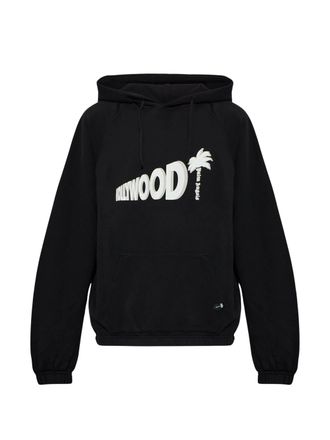 Palm Angels Black Sunset Blvd Palm Print Cotton Pullover Hoodie