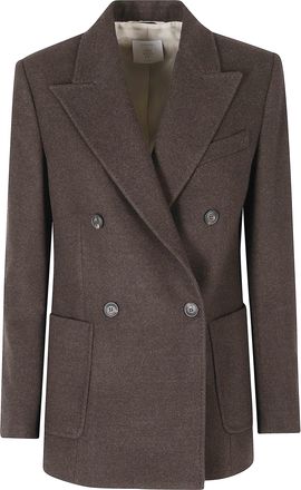 Eleventy Moro Double-Breasted Peak Lapel Patch Pockets Wool Blazer