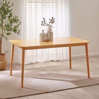 Furniturebox Lynton 6 Seat Large Rustic Solid Wood Dining Table in Light Oak
