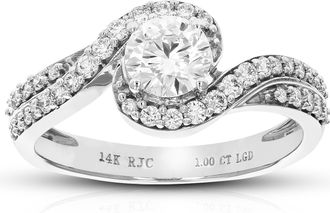 Vir Jewels 1 cttw Round Lab Grown Diamond Engagement Ring 39 Stones 14K White Gold Prong Set 3/4 Inch