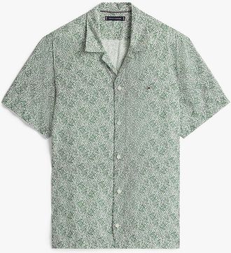 Tommy Hilfiger Mens Regular Fit Wave Print Camp Shirt - Green - XL