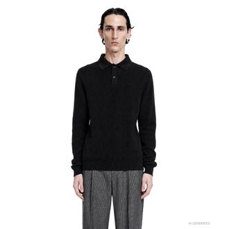 Lardini Wool and Cashmere Long Sleeve Polo