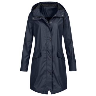 Generic Waterproof Jackets Women Soild Plus Size Zip Lightweight Trench Coat Windproof Rain Hooded Packable Raincoat Loose Fit Warm Motorbike Jacket Sport Jac