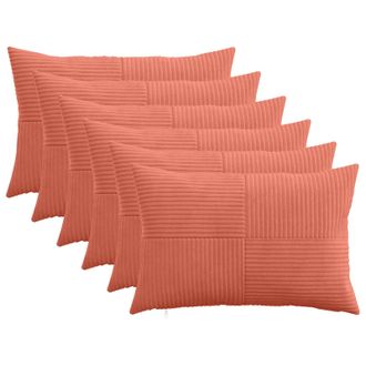 vidaXL Funda De Almohada 6 Pcs Almelo Rojo Naranja 30 X 50 Cm Pana Vidaxl