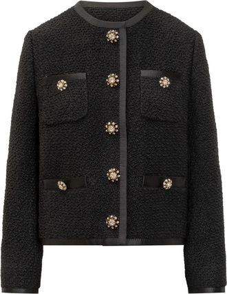 Dolce & Gabbana Tweed Boucl&eacute; Kort Jasje - Dames - Blazers - Zwart - M - Tweed - Jassen
