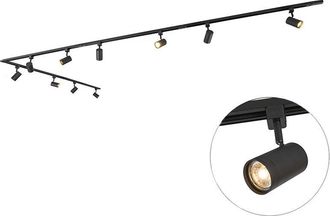 QAZQA Moderno Sistema De Riel Inteligente Negro Monof&aacute;sico 10 Luces Con Wifi Gu10 - Jeana Aluminio /acero /pl&aacute;stico Alargada Adecuado Para Led Max. 10 X 4.8