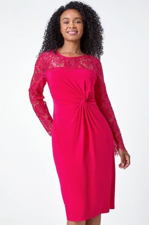 Roman Lace Detail Knot Front Bodycon Dress