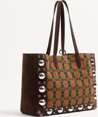 Valentino Garavani Borsa Shopping Grande Valentino Garavani Nellcôte In Tessuto Jacquard Uomo MULTICOLOR/TESTA DI MORO UNI