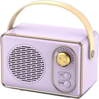 No Brand Altavoz Bluetooth Retro De Alta Calidad - Altavoz Bluetooth - Con Bater&iacute;a De Larga Duraci&oacute;n - Morado
