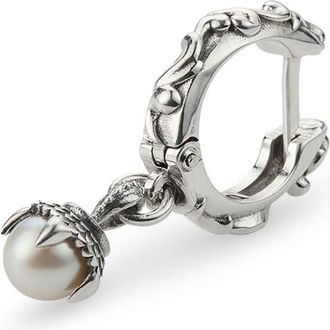 Emanuele Bicocchi pearl-pendant silver hoop earring - unisex - Freshwater Pearl/Sterling Silver - One Size
