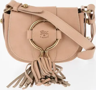 IL BISONTE Leather Crossbody Bag With Maxi Tassel Il Bisonte