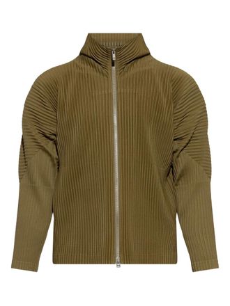 Homme Plissé Issey Miyake pleated zip-up jacket - men - Polyester - 2 - Green