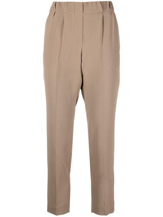 Brunello Cucinelli cropped tailored trousers - women - Acetate/Polyester/Silk/Acetate/Cupro - 46 - Neutrals
