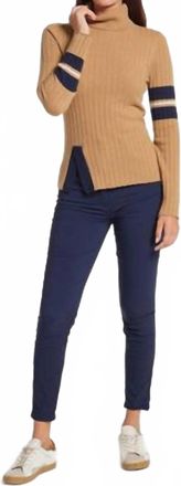 Anatomie Womens Lourdes Ribbed Cashmere Top In Navy/camel