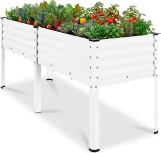 Best Choice Products 72x24x30in Non Toxic Elevated Galvanized Metal Garden Bed Corner Protectors