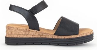 Gabor Leren Platte Sandalen - Dames - Sandalen - Zwart - 42 EU - Leer - Schoenen