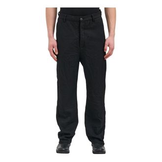Po&eacute;me Boh&eacute;mien Straight Trousers, male, Black, Size: L Pantaloni Larghi in Lana Vergine
