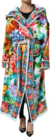 Dolce & Gabbana Womens Multicolor Floral Print Belted Bathrobe Coat Jacket Clothing