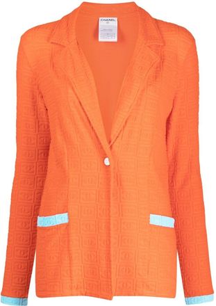 Chanel 2002 CC terry-cloth blazer - women - Polyamide/Elastane - 40 - Orange