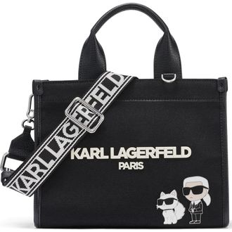Karl Lagerfeld Kristina Knit Satchel with Pins in Black at Nordstrom