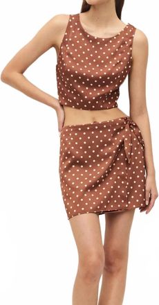 Elodie Beatrix Polka Dot Top In Brown