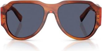 Dolce & Gabbana 58mm Polarized Pilot Sunglasses in Striped Ginger /Dark Blue at Nordstrom