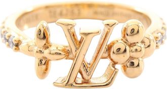 Louis Vuitton Gold Clear Gold Plating Rhinestone Band Ring (Pre-Owned)