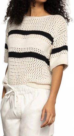 Sanctuary Openwork Tee In Black/ Chalk Stripe