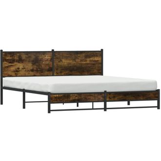 vidaXL Vidaxl - Estructura De Cama Sin Colch&oacute;n Metal Roble Ahumado 180x200 Cm