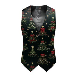 Generic Christmas Waistcoat Mens Vest Festival Christmas Snowflake Suit Vest Fun Waistcoat Christmas Happy Santa Xmas Waistcoats with Pockets V Neck Sleeveles