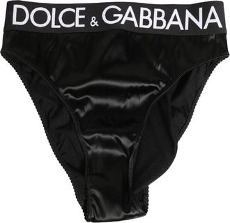 Dolce & Gabbana Satijnen High-Waist Brief - Dames - Onderbroek - Zwart - S - Satijn - Ondergoed