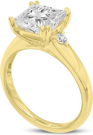 LuvMyJewelry Antoaneta 14K Yellow Gold Princess Cut Lab Grown Diamond Engagement Ring - 3 Ct