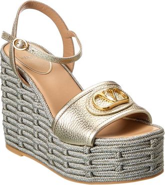 Valentino Vlogo Signature Leather Wedge Sandal