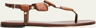 Gianvito Rossi Beaded Nappa Metallic Leather Thong Sandals