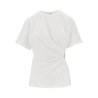 Pinko Draped T-shirt with metal detail Woman XS