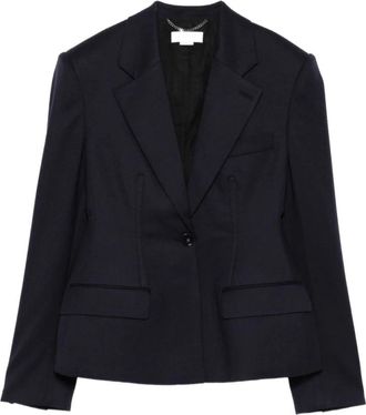 Stella McCartney Getailleerde Blazer met Enkele Knoop - Dames - Blazers - Blauw - XS - Leer - Jassen