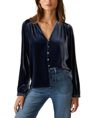 Faherty Stretch Silk-Blend Velvet Rowan Top