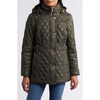 London Fog Quilted Water Resistant Jacket in Olive at Nordstrom, Size Small
