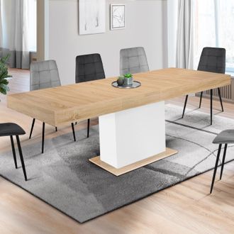 IDMarket Idmarket - Mesa De Comedor Extensible Eden 6-10 Personas Madera Y Blanco 160-200 Cm