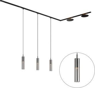 QAZQA Qazqa Sistema De Iluminaci&oacute;n De Riel Moderno Negro Con 3 Luces