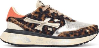 Premiata Lauryn sneakers met ponymix en luipaardprint
