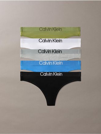 Calvin Klein Womens Maximum Cotton 5-Pack Thong - Black - XL